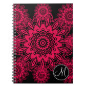 Mongram Black Hot Pink Fuchsia Lace Snowflake Notizblock (Vorderseite)