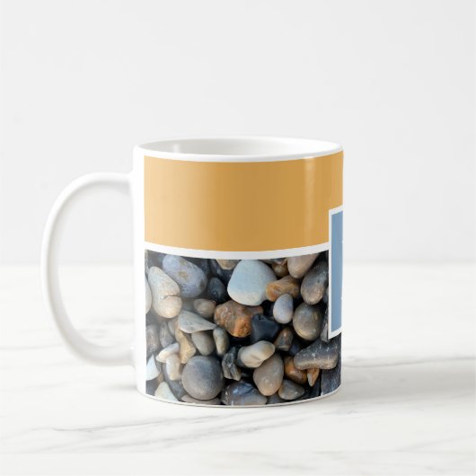 Mongram-Blauer Strandgestein Kaffeetasse (Links)