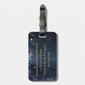 Mongram Blue Gold Galaxy Sky Planets Gepäckanhänger (Rückseite vertikal)