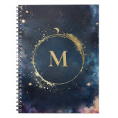 Mongram Blue Gold Galaxy Sky Planets Notizblock (Vorderseite)