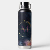 Mongram Blue Gold Galaxy Sky Planets Trinkflasche (Rückseite)