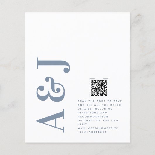 Mongram Blue QR Code Einladung zum Hochzeitsfeiern (Rückseite)