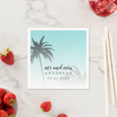 Mongram Blue Tropical Palm Tree Beach Hochzeit Serviette (Beispiel)