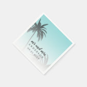 Mongram Blue Tropical Palm Tree Beach Hochzeit Serviette (Ecke)