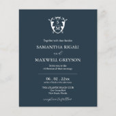 Mongram Blue Wedding Einladung Flyer (Vorne)