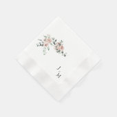 Mongram Blush Floral Wedding geprägt Serviette (Ecke)