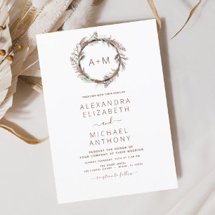 Mongram Boho Pampas Grass Wedding Flyer