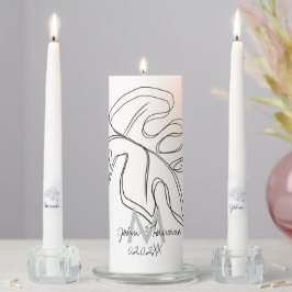 Mongram Botanische Hand Drawn Monstera Kerzenset