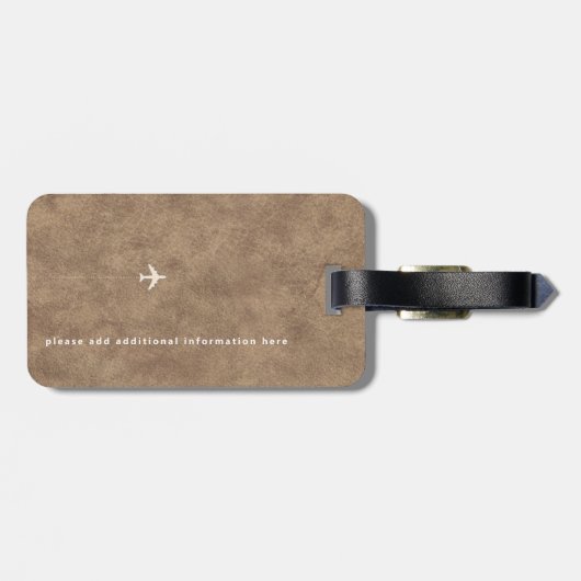 Mongram Brown Leather Gepäckanhänger (Rückseite horizontal)