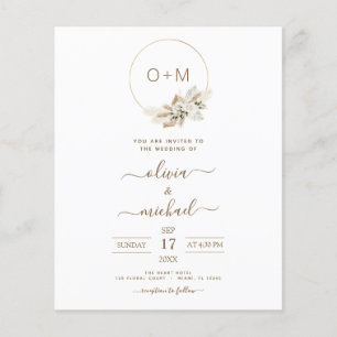 Mongram Budget Tropical Pampas Grass Wedding Flyer