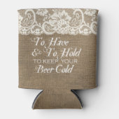 Mongram Burlap Hochzeit haben und halten Dosenkühler (Vorderseite)