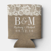 Mongram Burlap Hochzeit haben und halten Dosenkühler (Rückseite)