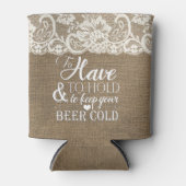 Mongram Burlap Hochzeit haben und halten Dosenkühler (Vorderseite)