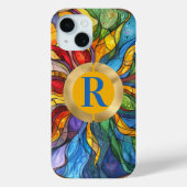 Mongram Celestial Sun-Hartglas Case-Mate iPhone Hülle (Rückseite)