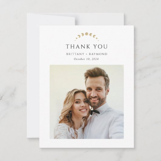 Mongram Celestial Wedding Dankeskarte (Vorderseite)