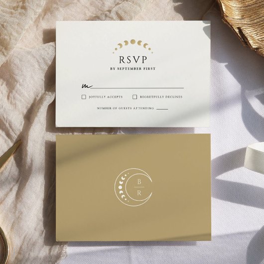 Mongram Celestial Wedding RSVP Karte