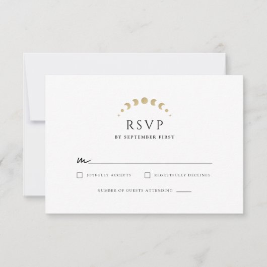 Mongram Celestial Wedding RSVP Karte (Vorderseite)