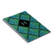 Mongram Celtic Knot Blue Green Pattern Notebook Notizblock (Rechte Seite)