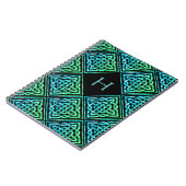 Mongram Celtic Knot Blue Green Pattern Notebook Notizblock (Linke Seite)