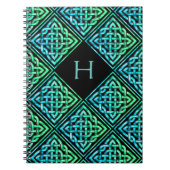 Mongram Celtic Knot Blue Green Pattern Notebook Notizblock (Vorderseite)