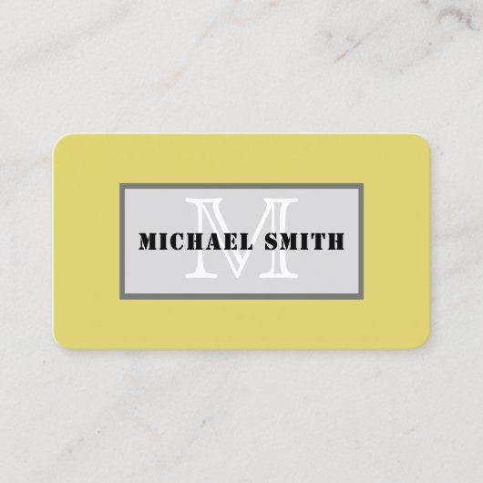 Mongram Citrine Solid Color Background Visitenkarte (Vorderseite)