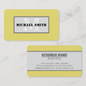 Mongram Citrine Solid Color Background Visitenkarte (Vorne/Hinten)