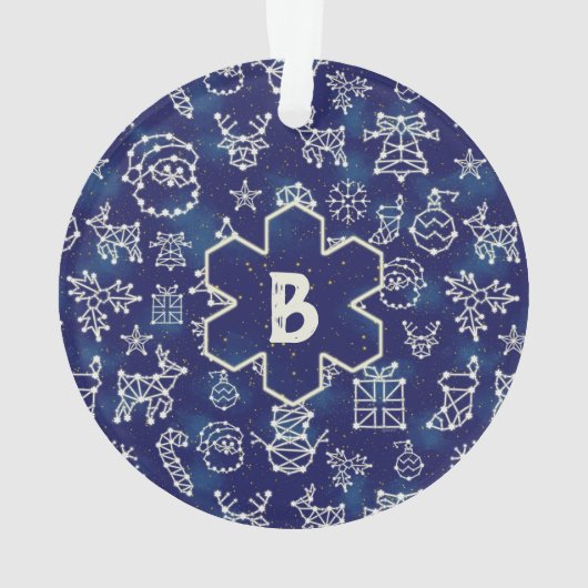 Mongram Constellation Pattern für das Weihnachts-F Ornament (Rückseite)