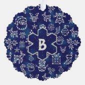 Mongram Constellation Pattern für das Weihnachts-F Ornament Karte (Rückseite)