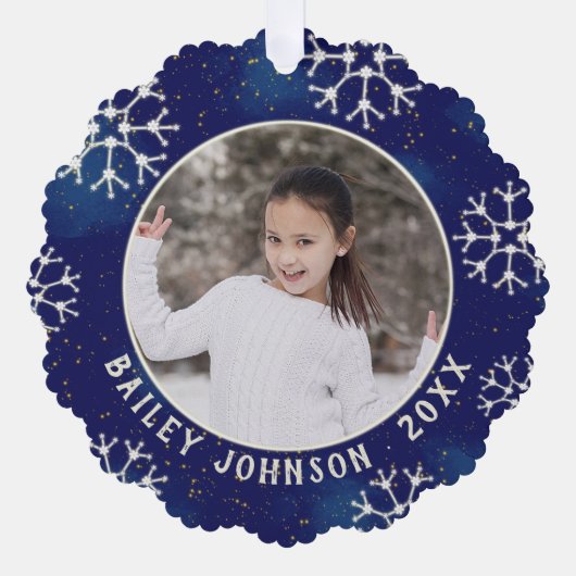 Mongram Constellation Pattern für das Weihnachts-F Ornament Karte (Vorderseite)