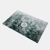 Mongram der modernen rustikalen Wintergrün-Familie Fußmatte (Schrägansicht)