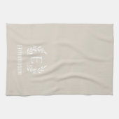 Mongram der Zweigstelle Beige Farmhouse | Editierb Geschirrtuch (Horizontal)