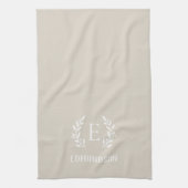 Mongram der Zweigstelle Beige Farmhouse | Editierb Geschirrtuch (Vertikal)