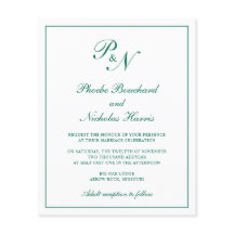 Mongram Emerald Green Budget Hochzeitseinladung