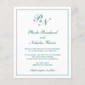 Mongram Emerald Green Budget Hochzeitseinladung (Vorderseite)