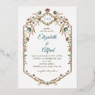 Mongram Floral Foil Vine Wedding Folien Feiertagskarte