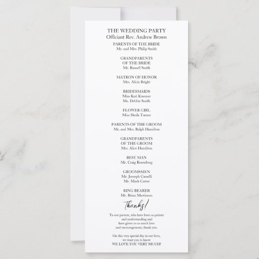 Mongram Floral Wedding Program (Rückseite)