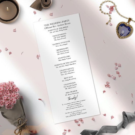 Mongram Floral Wedding Program
