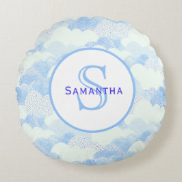 Mongram für Abstrakte Wolken Rundes Kissen