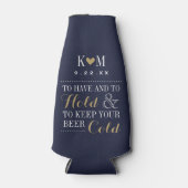 Mongram für Hochzeiten von Marine und Gold Flaschenkühler (Vorderseite)