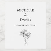 Mongram für moderne Hochzeiten tropischer Palmen Weinetikett (Einzelnes Label)