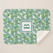 Mongram für moderne tropische Palm-Blätter Sherpadecke (Vorderseite (Horizontal))