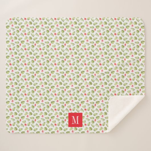 Mongram für moderne tropische Palm-Blätter Sherpadecke (Vorderseite (Horizontal))