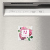 Mongram für schöne rosa und goldene Glam Rose Magnet (In Situ (Geschirrspüler))