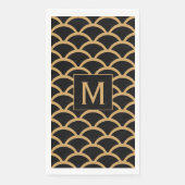 Mongram Gold, Black Art Deco Fish Scanner Serviette (Vorderseite)