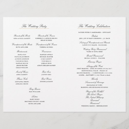 Mongram Gold des eleganten Faltprogramms (Rückseite)