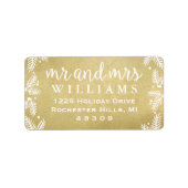 Mongram Gold Holiday Rücksendeadresse Adressaufkleber (Vorne)