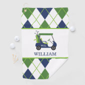Mongram Golf Handtuch für Navy & Green Golf Cart (Insitu)