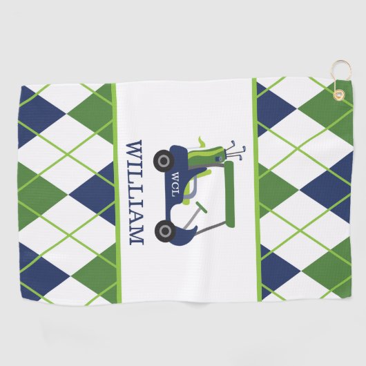 Mongram Golf Handtuch für Navy & Green Golf Cart (Horizontal)