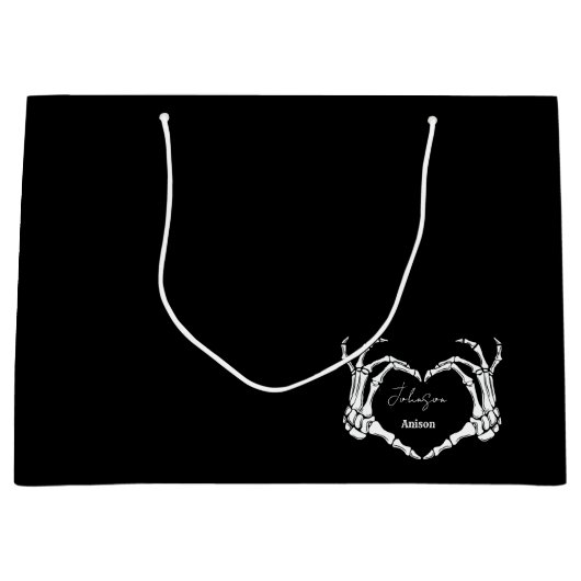 Mongram Gothic Skull Heart Hand Wedding Große Geschenktüte (Vorderseite)