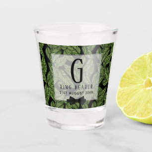 Mongram Green Leaf Tropical RING BEARER Wedding Schnapsglas